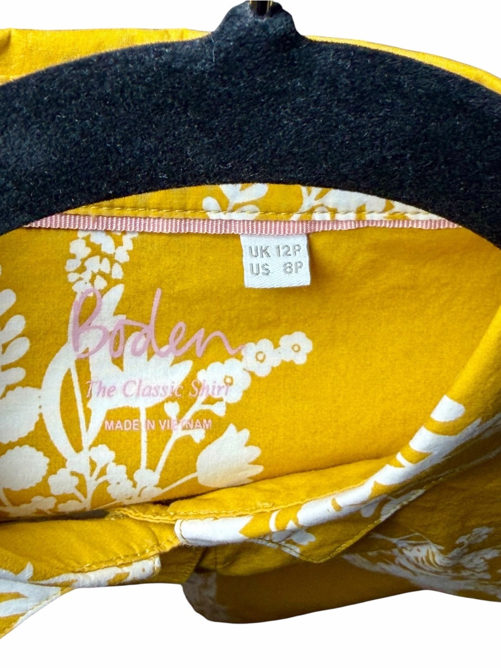 Boden Classic Women’s Mustard Floral Button-Down Oxford Shirt Size 8P - Picture 7 of 9